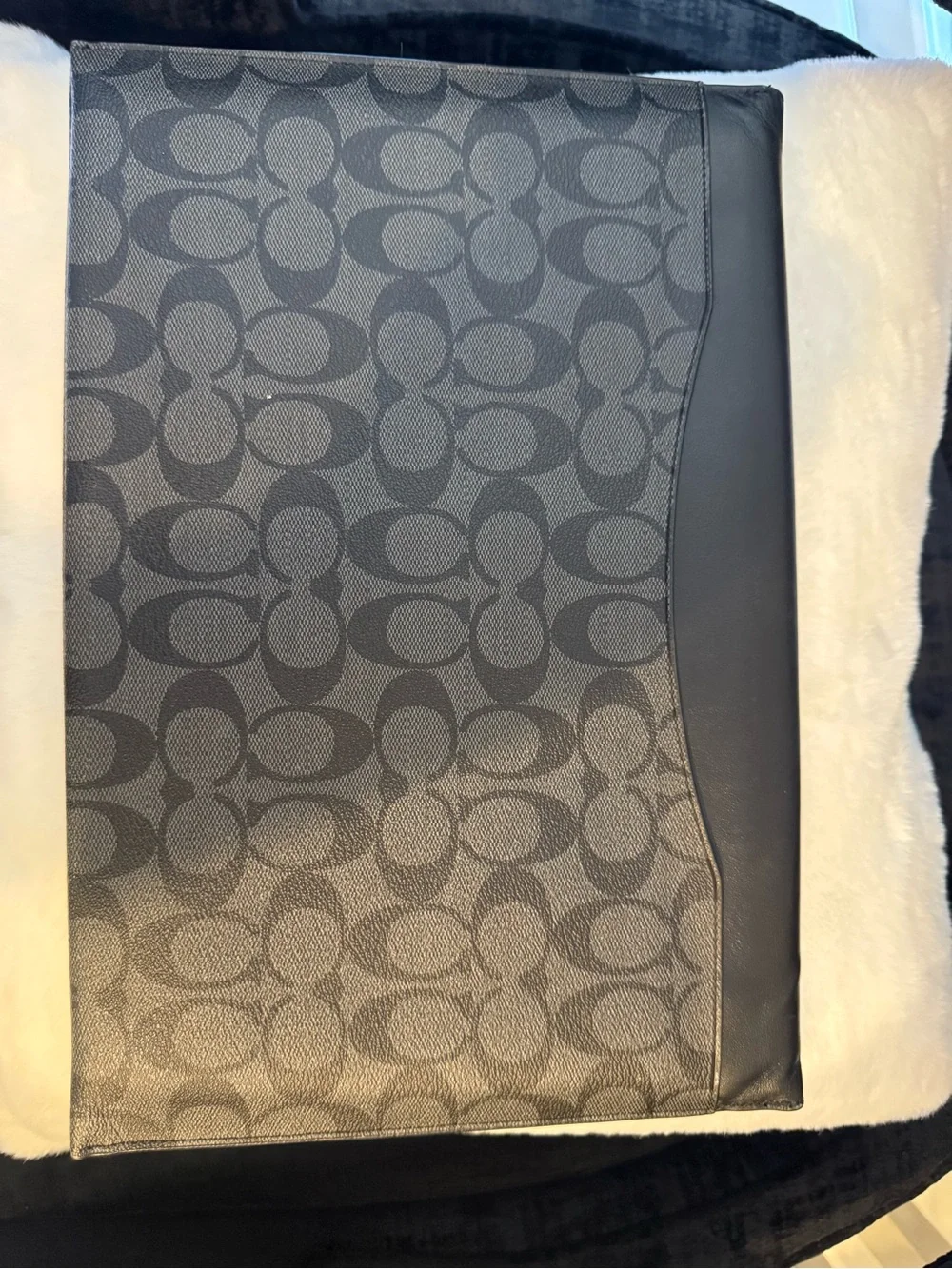 Coach Black Charcoal Signature Canvas Clutch